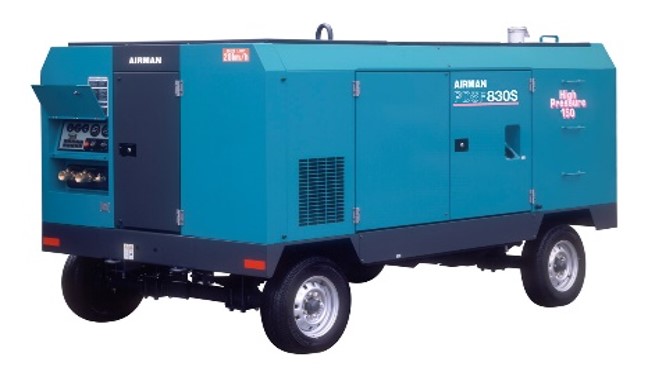 Blue Airman air compressor for rent by Fast Track